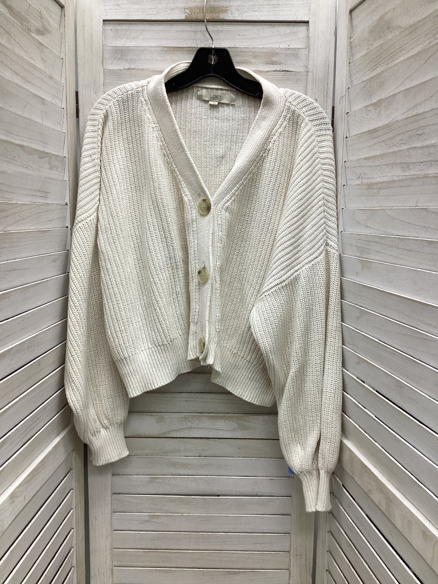 Cardigan By Loft In Ivory, Size: L