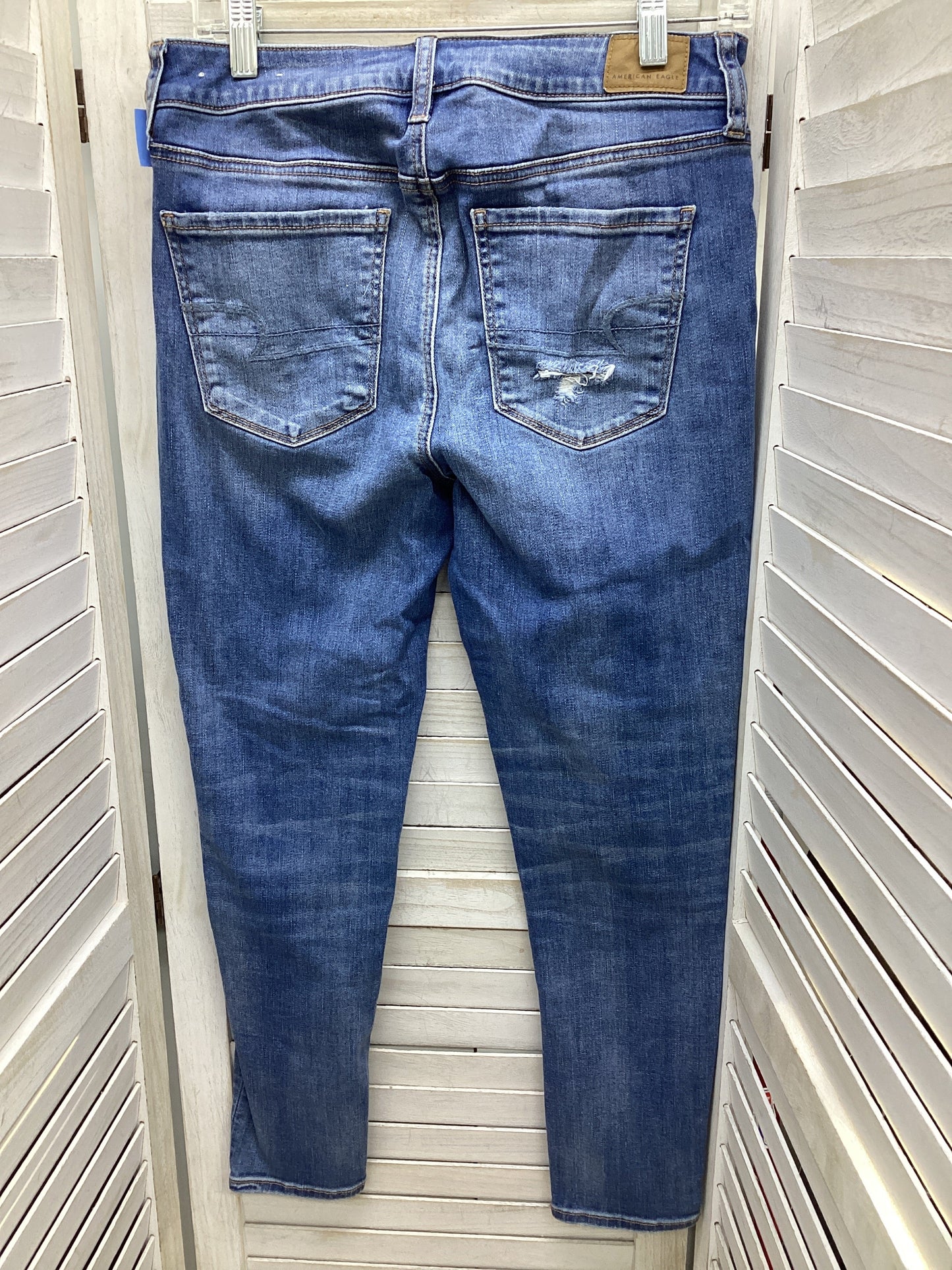 Jeans Skinny By American Eagle In Blue Denim, Size: 10