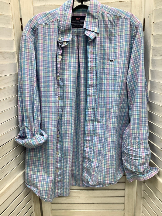 Top Long Sleeve By Vineyard Vines In Plaid Pattern, Size: M