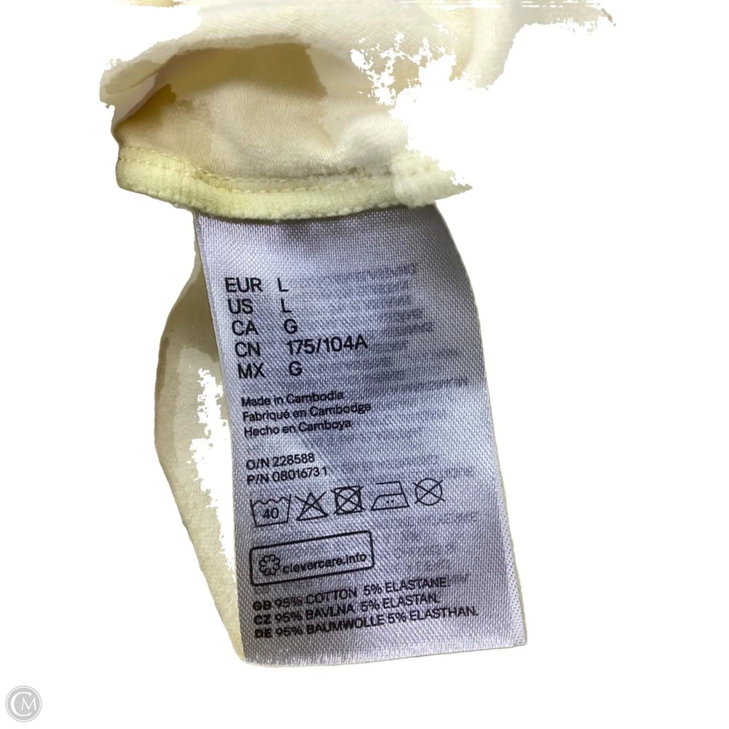 Top Long Sleeve By H&m In Yellow, Size: L