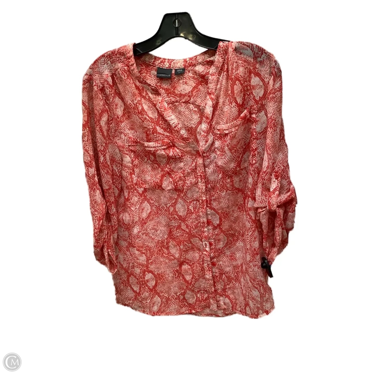 Top Long Sleeve By Covington In Red & White, Size: S