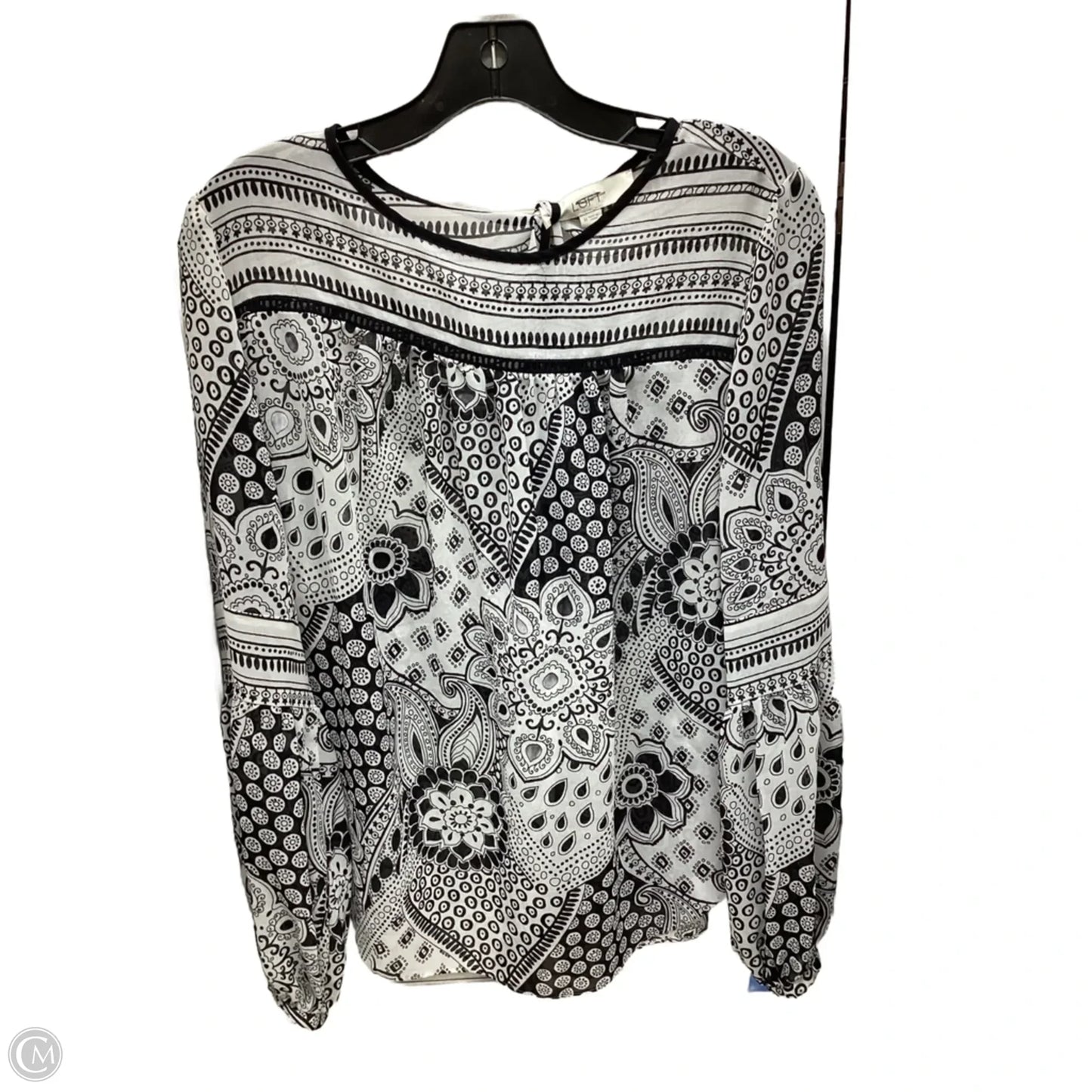 Top Long Sleeve By Loft In Black & White, Size: M