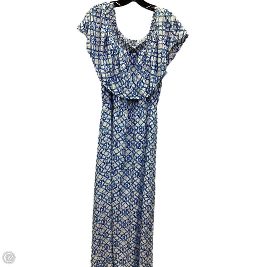 Dress Casual Maxi By Chicos In Blue & White, Size: L