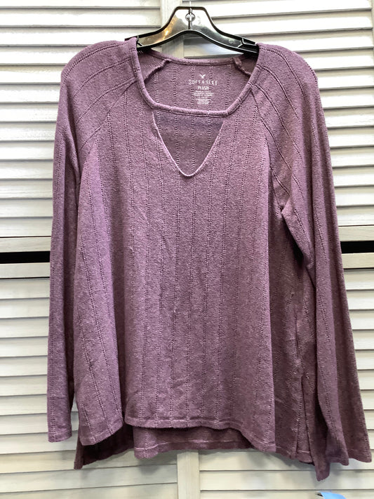 Top Long Sleeve Basic By American Eagle In Purple, Size: L