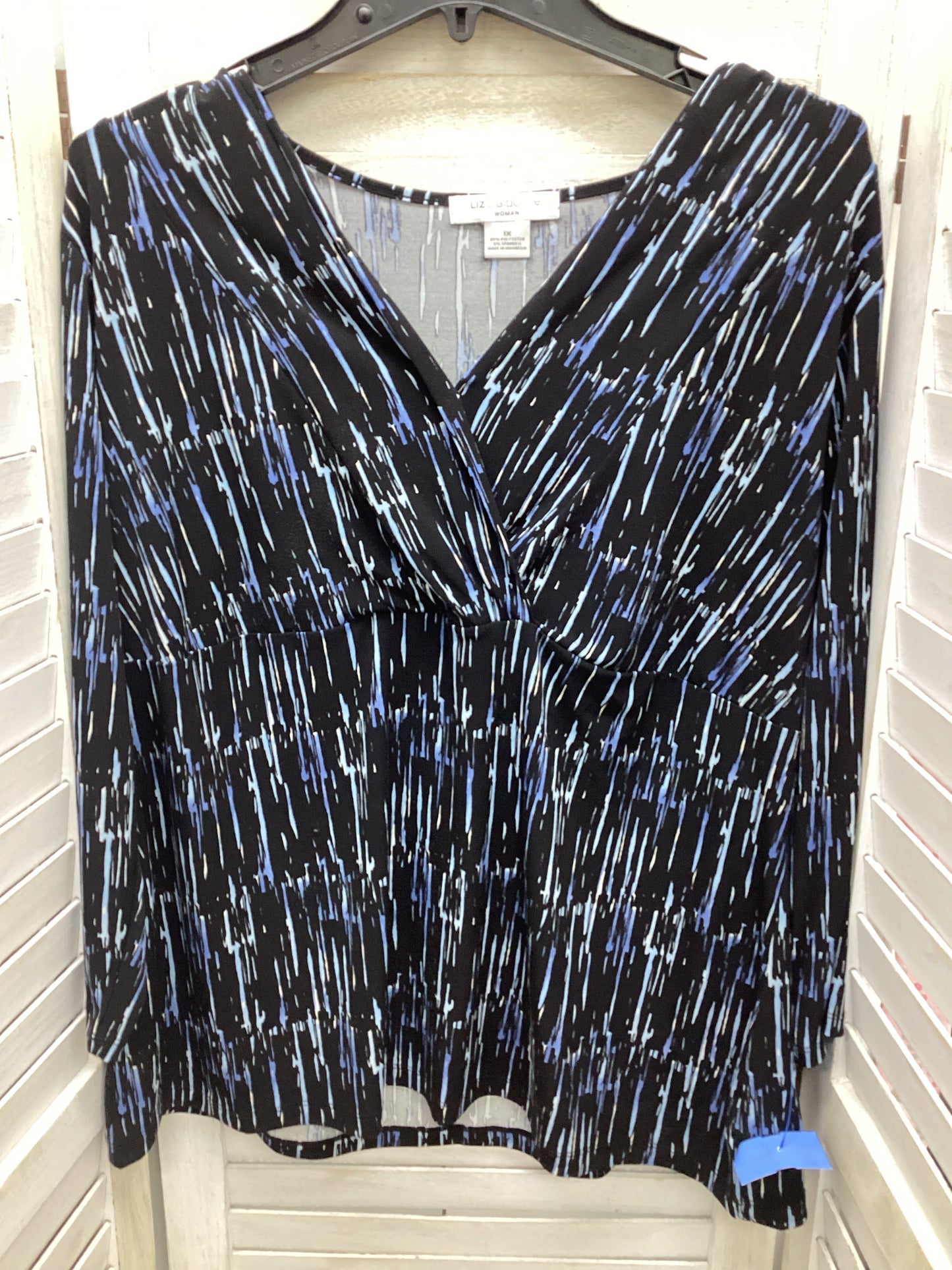 Black Blue Top Long Sleeve Basic Liz Claiborne, Size Xl