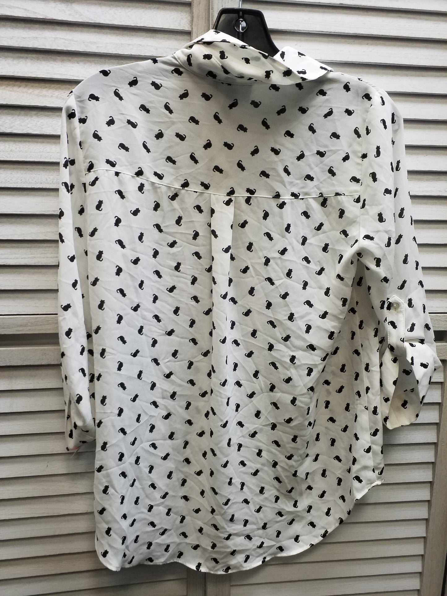 White Black Top Long Sleeve Basic By & By, Size S