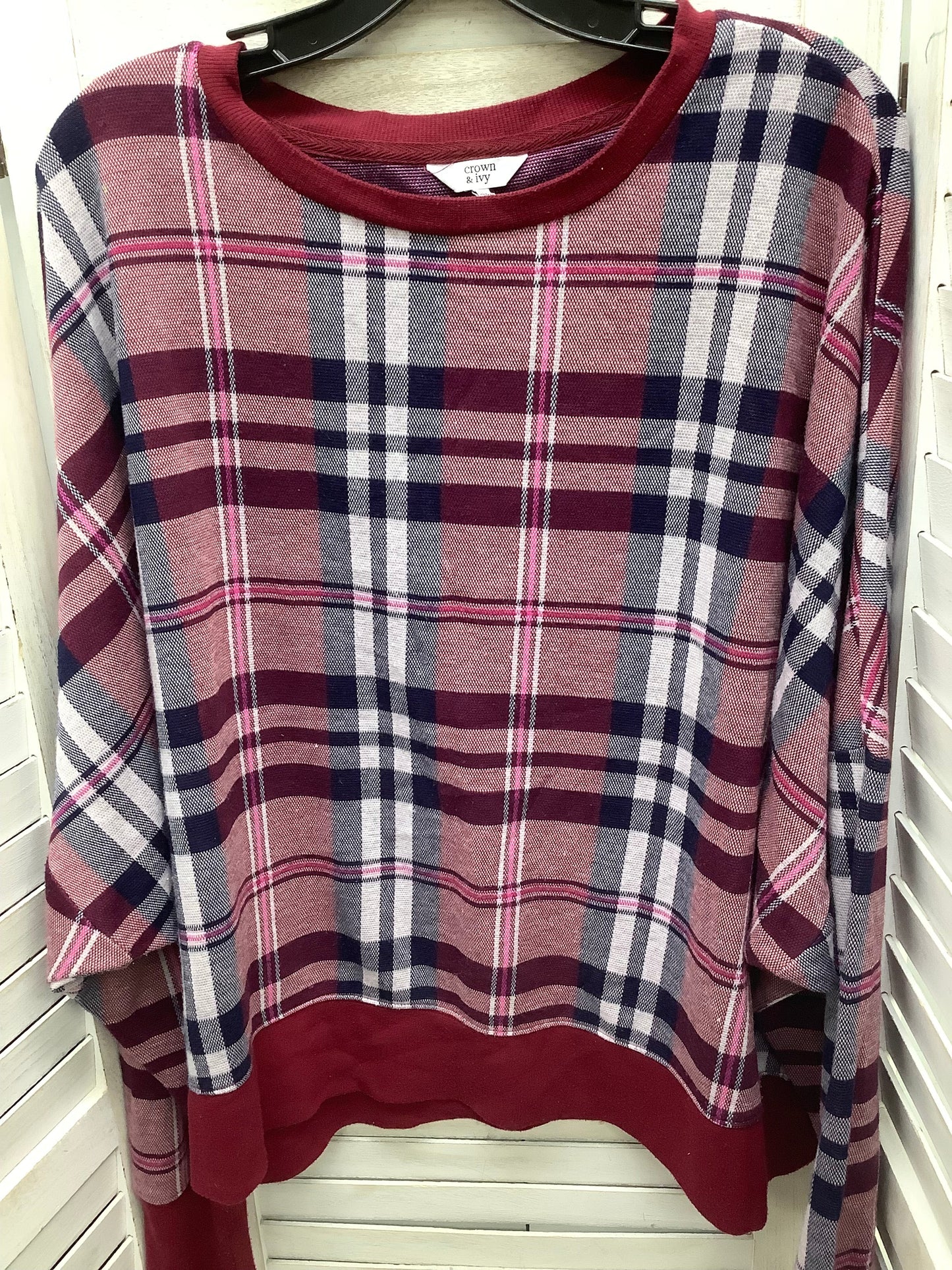 Sweater By Crown And Ivy In Plaid, Size: 2x