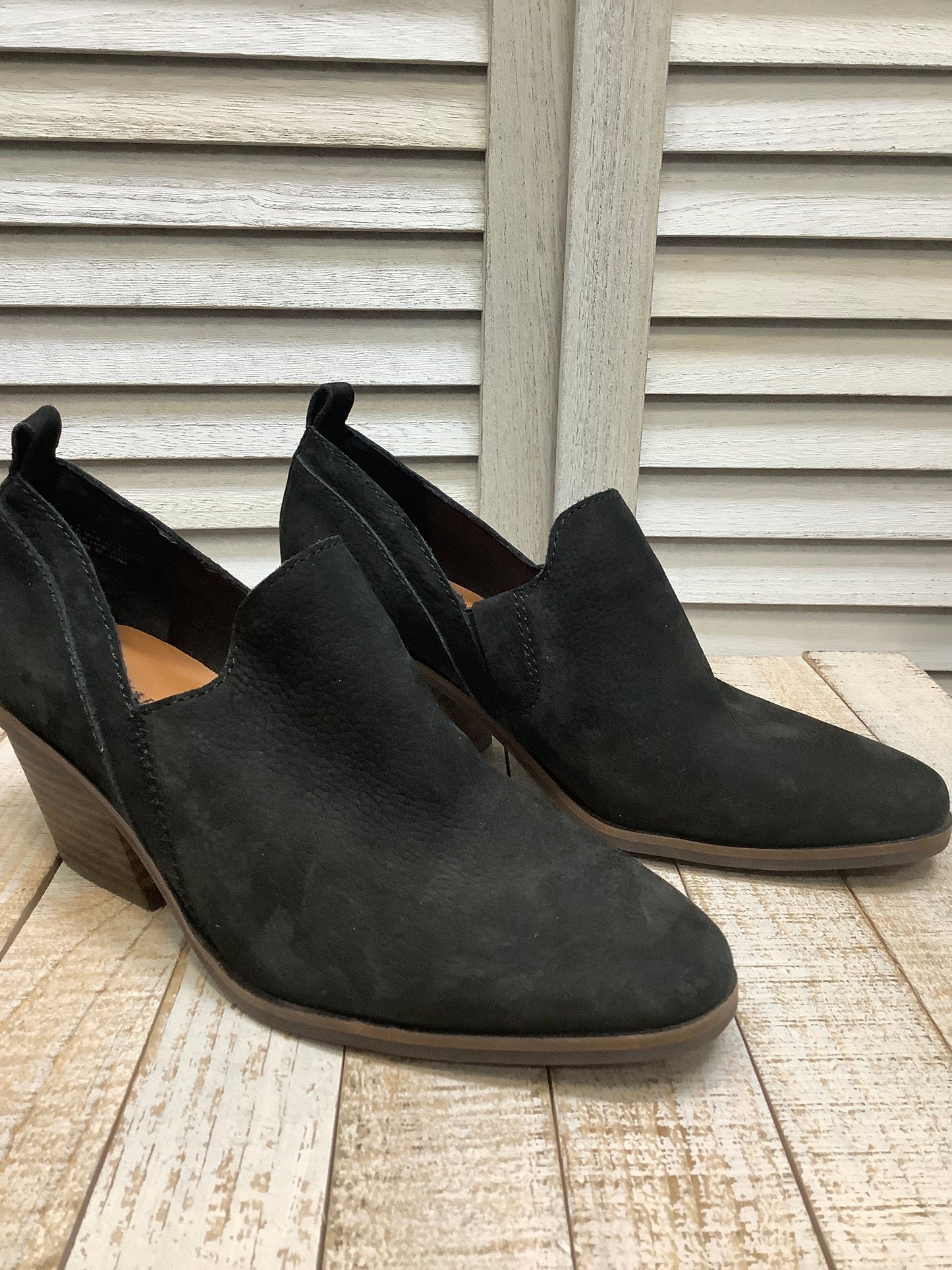 Black Boots Ankle Heels Lucky Brand, Size 7.5