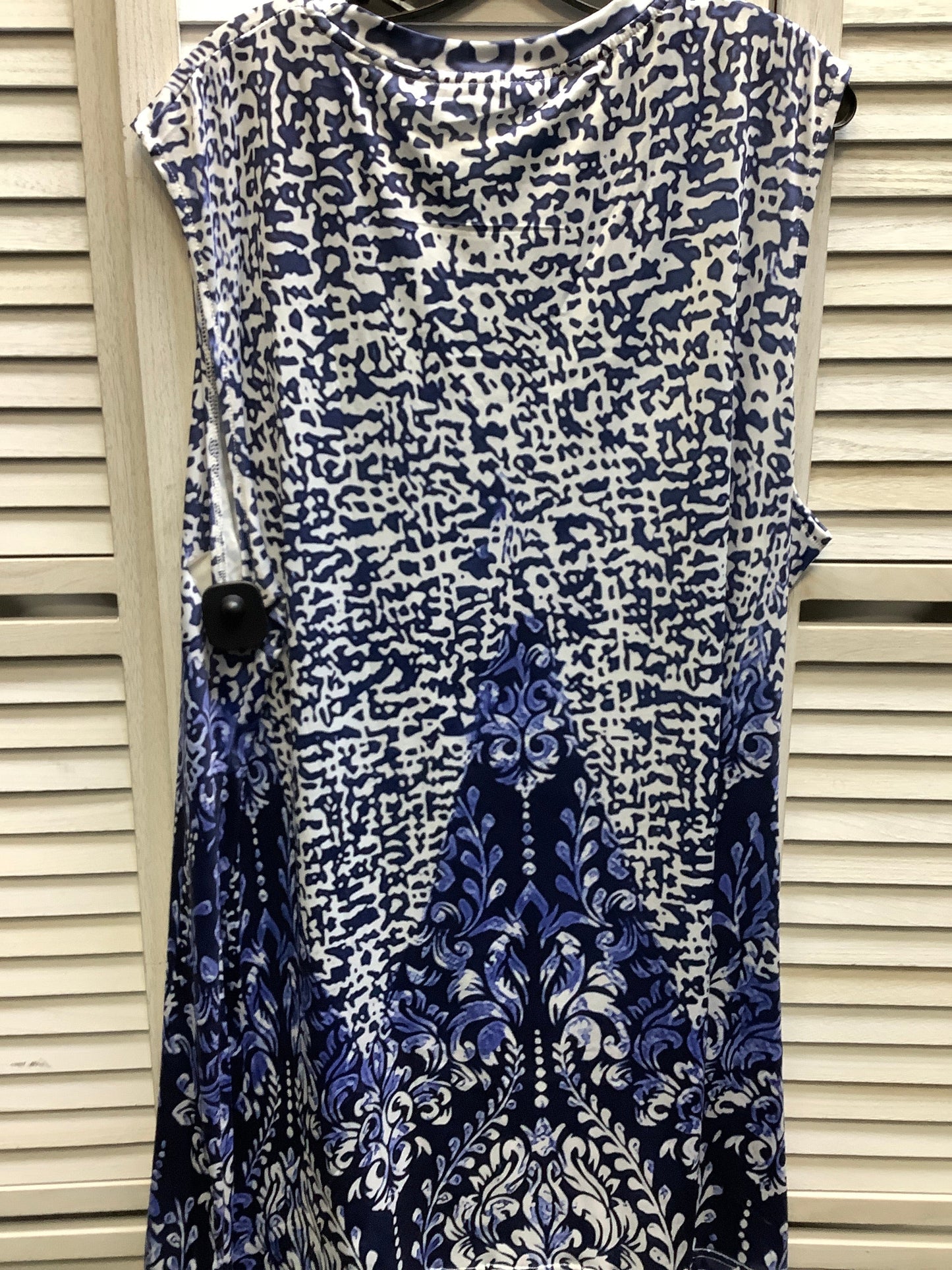 Blue & White Dress Casual Midi Clothes Mentor, Size 4x