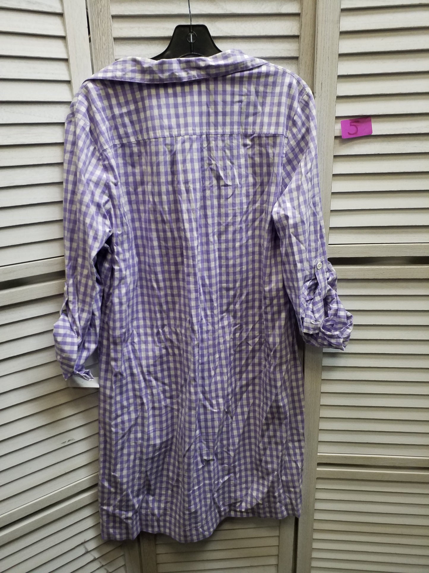 Purple & White Dress Casual Midi Chadwicks, Size 2x