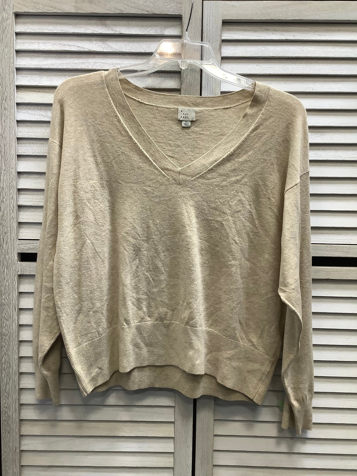 Top Long Sleeve Basic By A New Day In Tan, Size: Xl