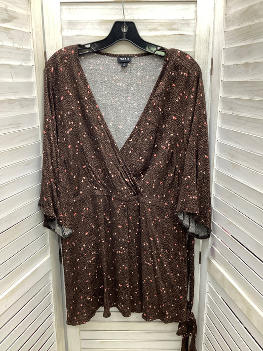 Brown Top 3/4 Sleeve Torrid, Size 2