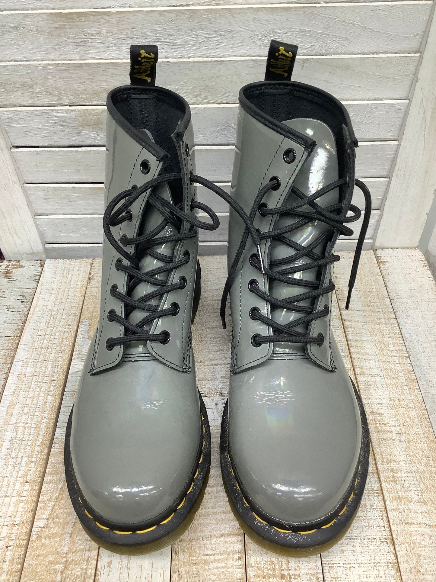 Grey Boots Combat Dr Martens, Size 10