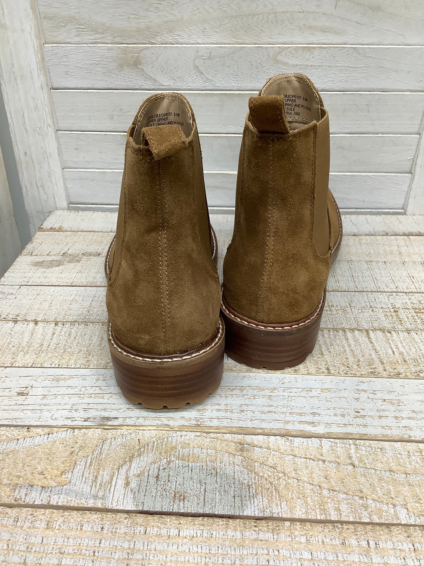 Brown Boots Ankle Flats Steve Madden, Size 6.5