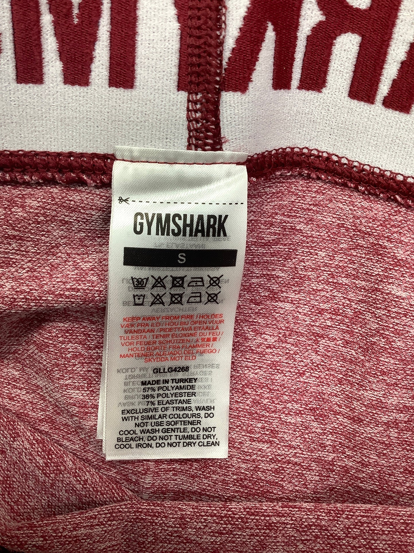 Red Athletic Leggings Gym Shark, Size S