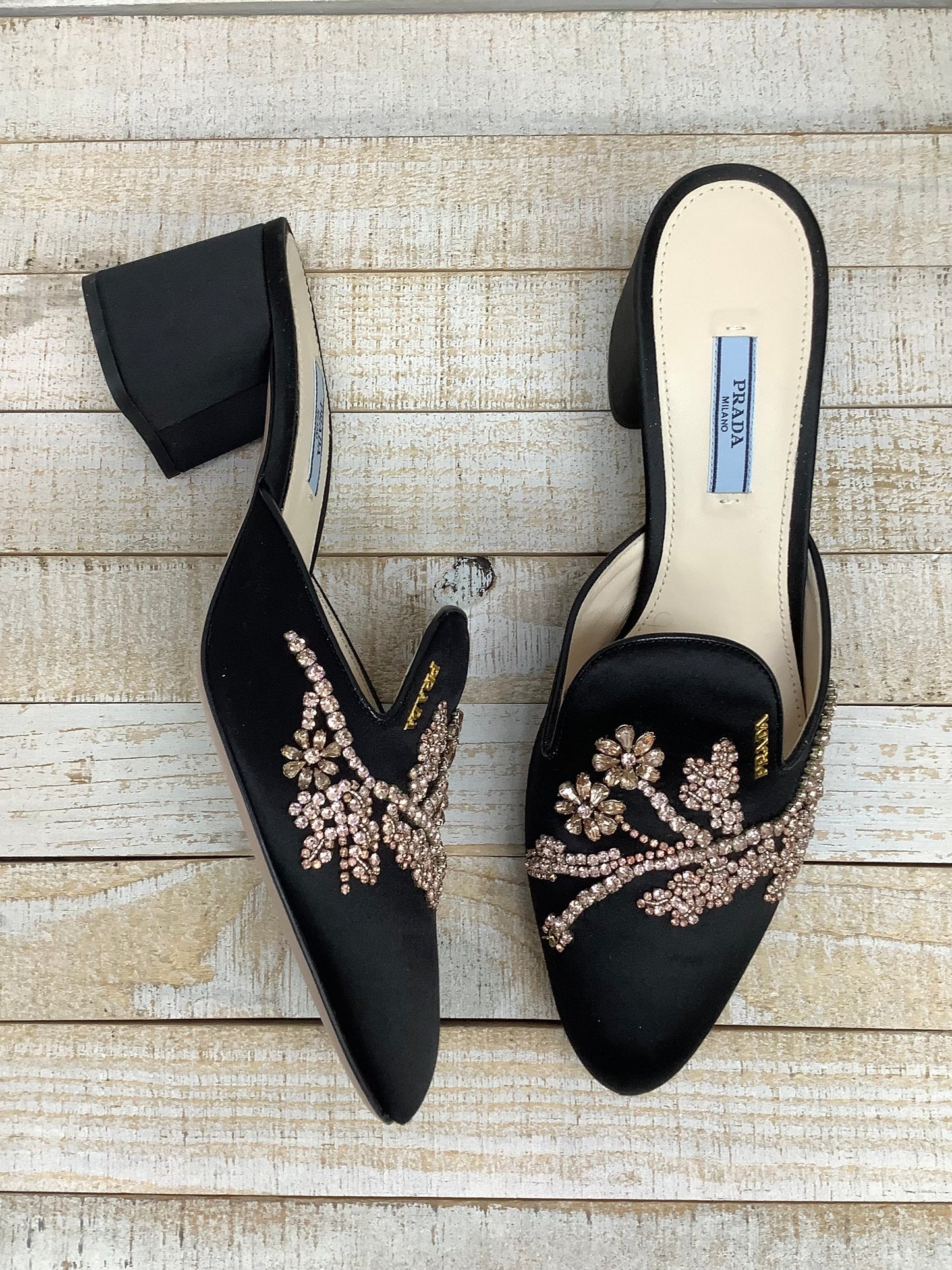 Black Sandals Luxury Designer Prada, Size 10.5
