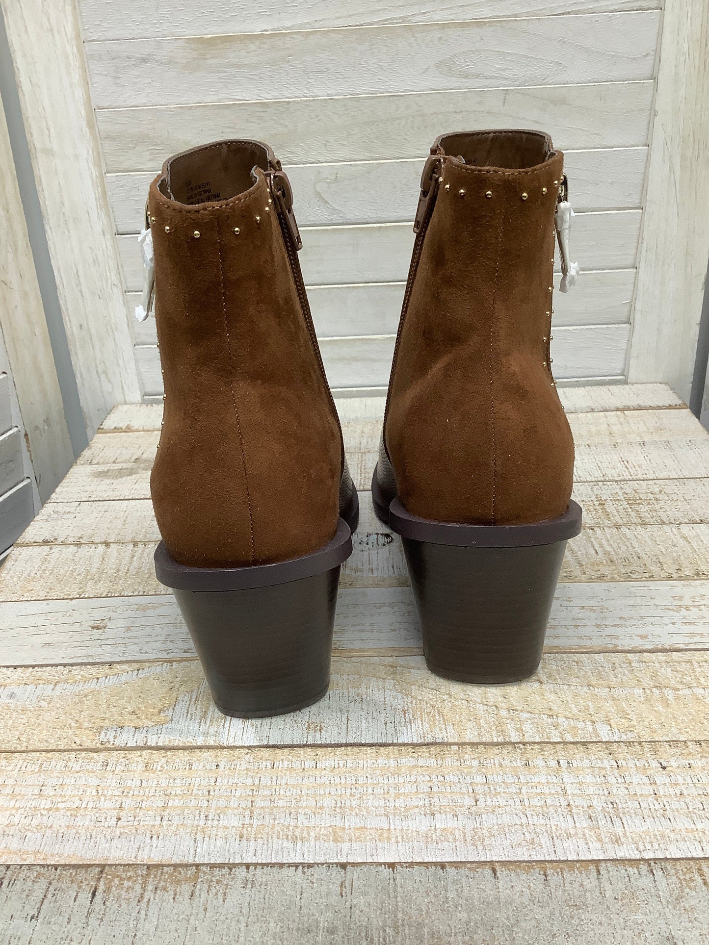 Brown Boots Ankle Heels Shoedazzle, Size 10