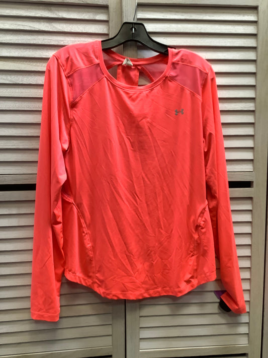 Athletic Top Long Sleeve Crewneck By Under Armour In Pink, Size: L