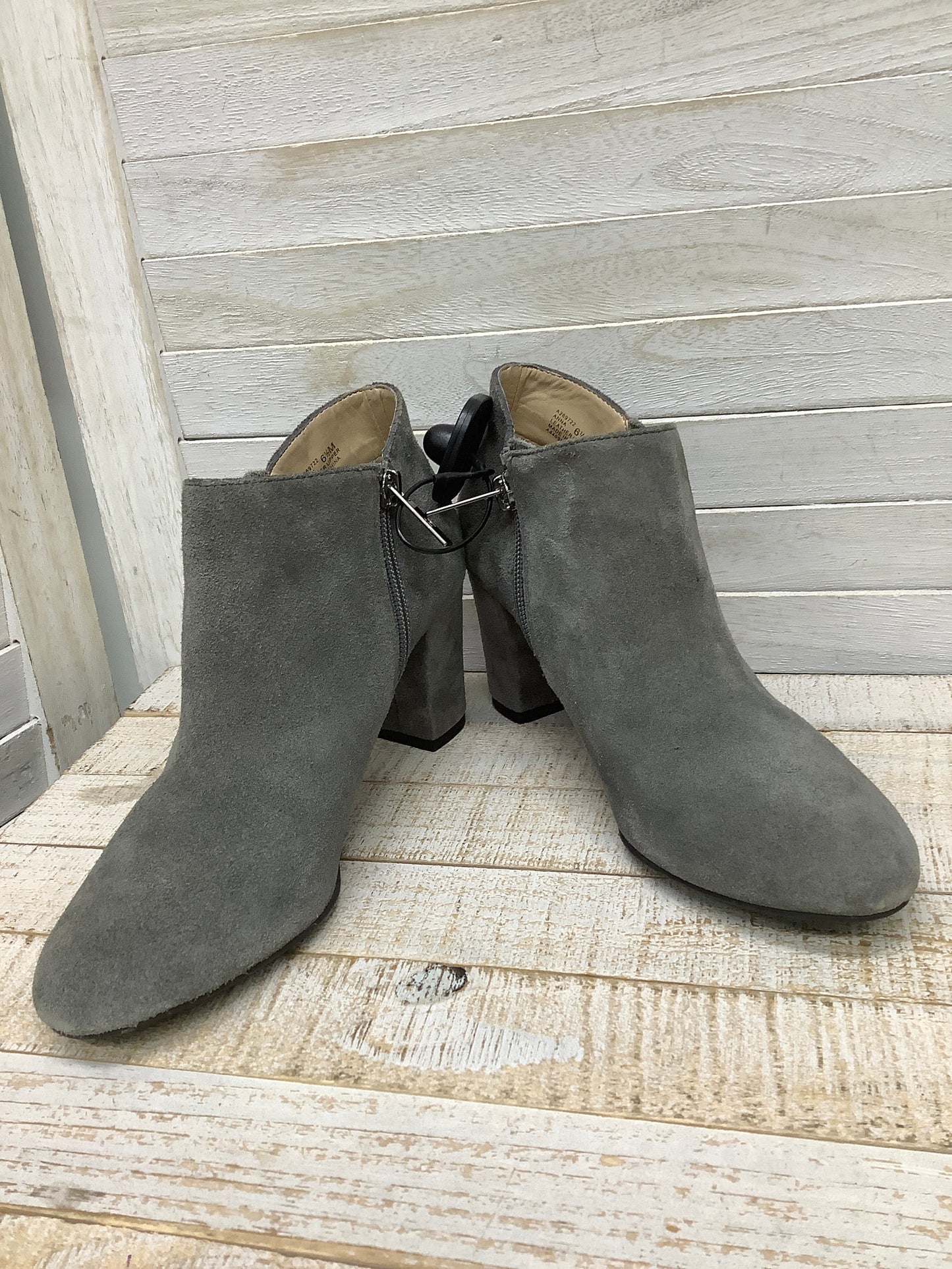 Grey Boots Ankle Heels Halston, Size 6.5