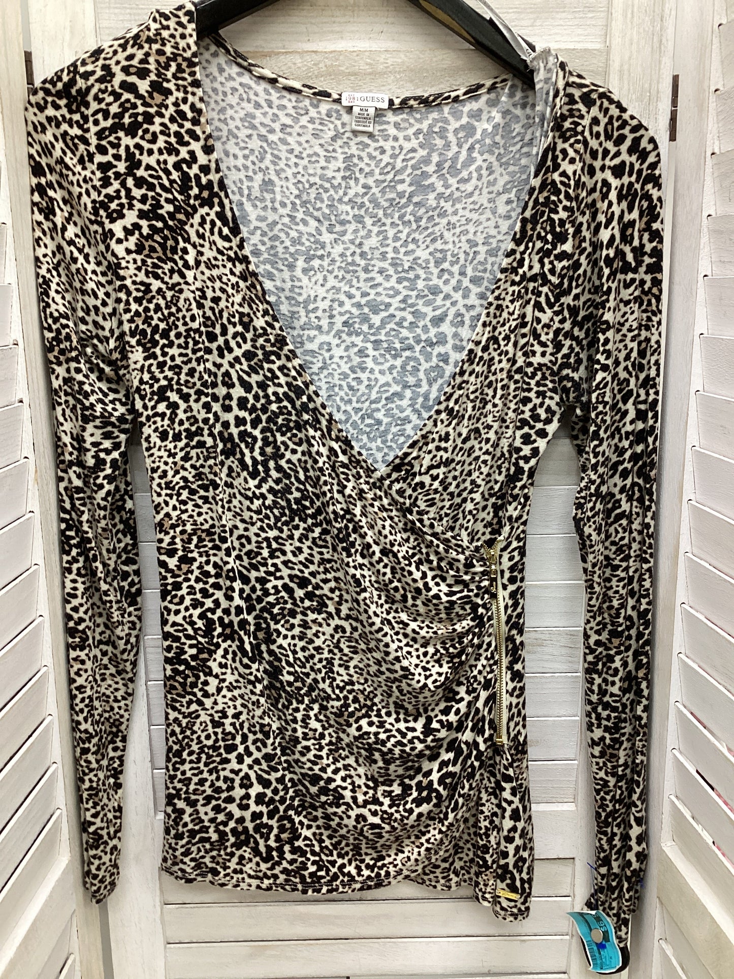 Animal Print Top Long Sleeve Basic Guess, Size M