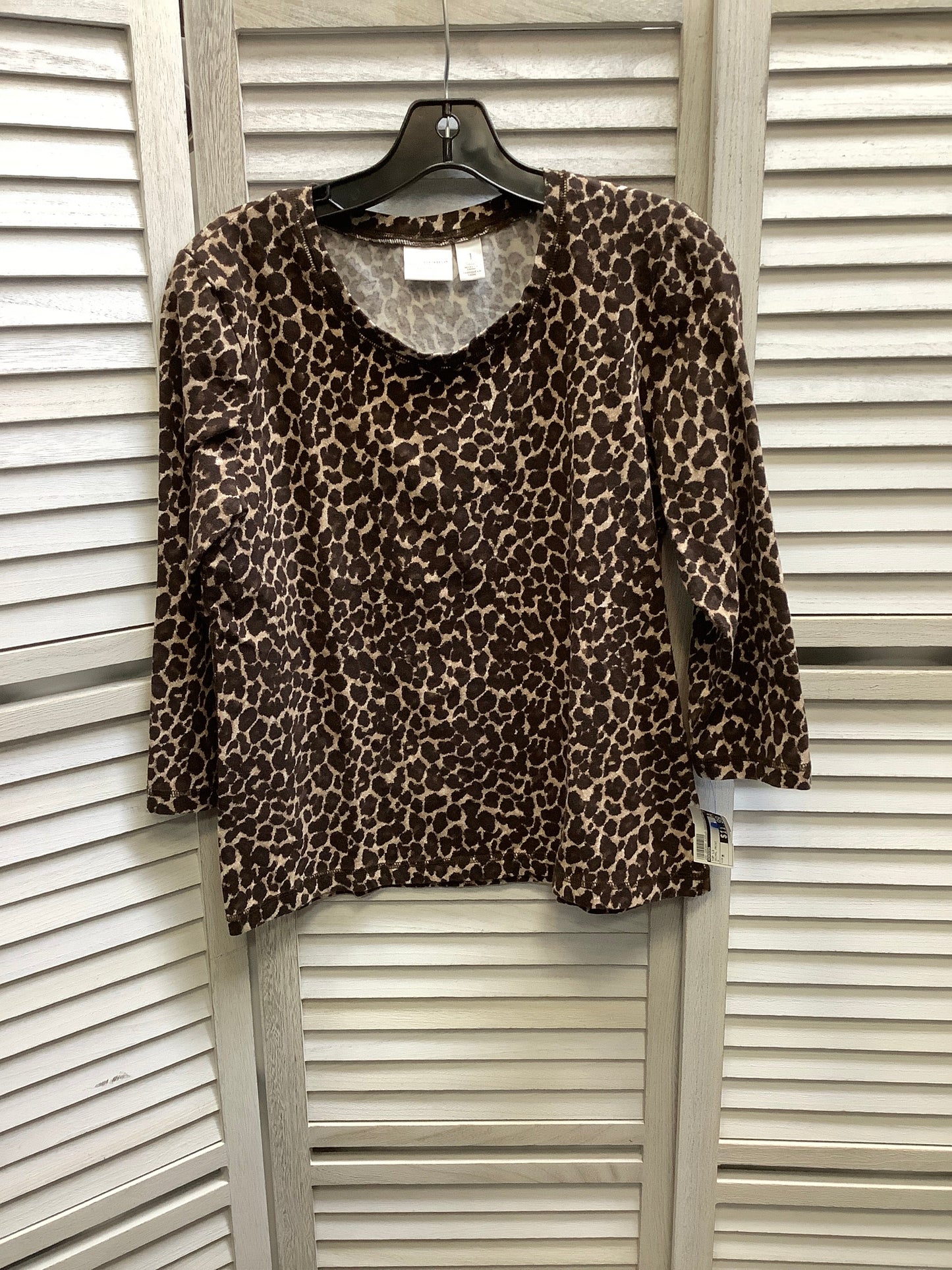 Animal Print Top Long Sleeve Chicos, Size M