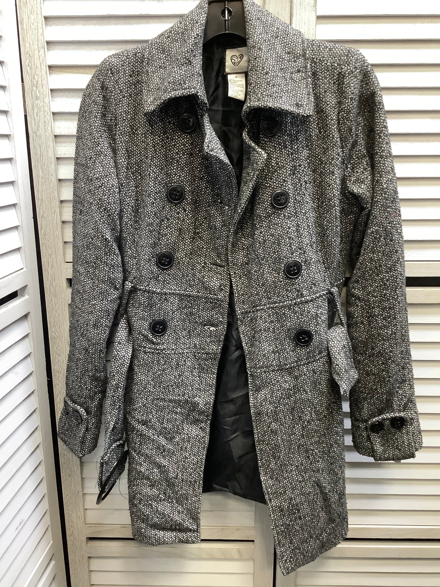 Coat Peacoat By Clothes Mentor In Houndstooth, Size: S