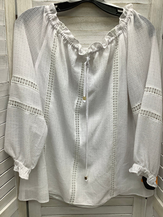 White Top Long Sleeve Basic Michael By Michael Kors, Size S