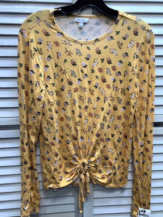 Floral Print Top Long Sleeve Basic Love Fire, Size S