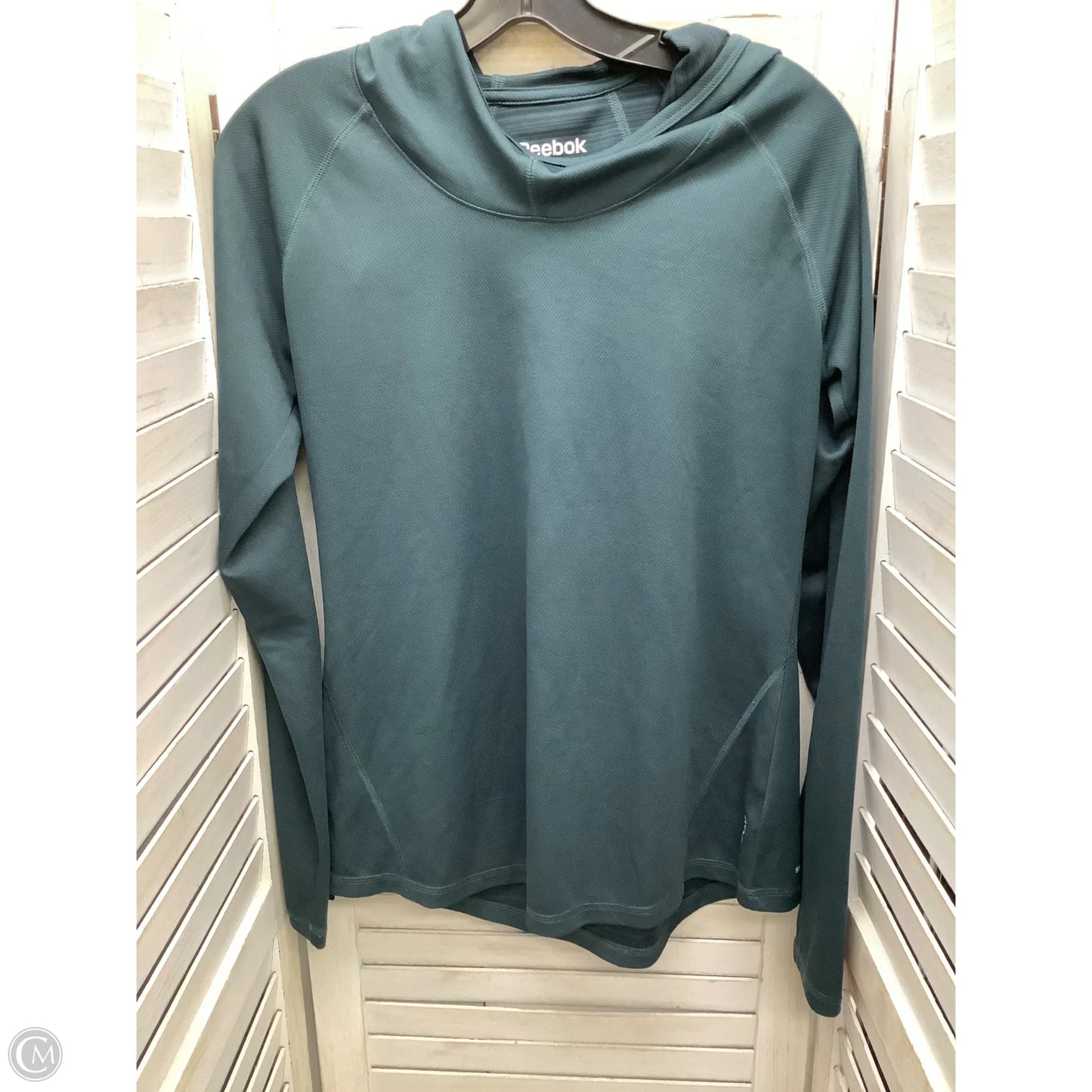 Athletic Top Long Sleeve Hoodie By Reebok In Green, Size: M