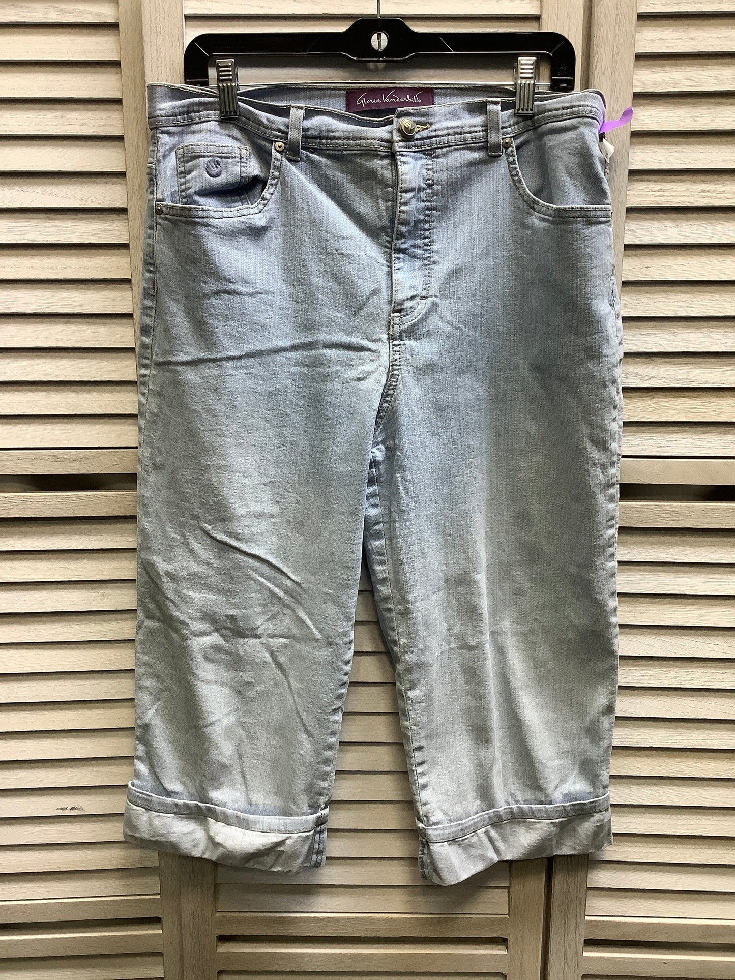 Blue Denim Jeans Cropped Gloria Vanderbilt, Size 14