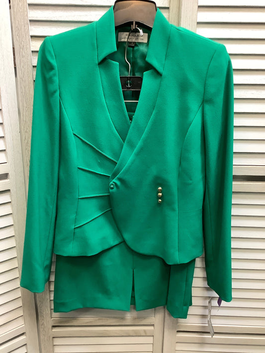 Green Skirt Suit 2pc Tahari By Arthur Levine, Size 6