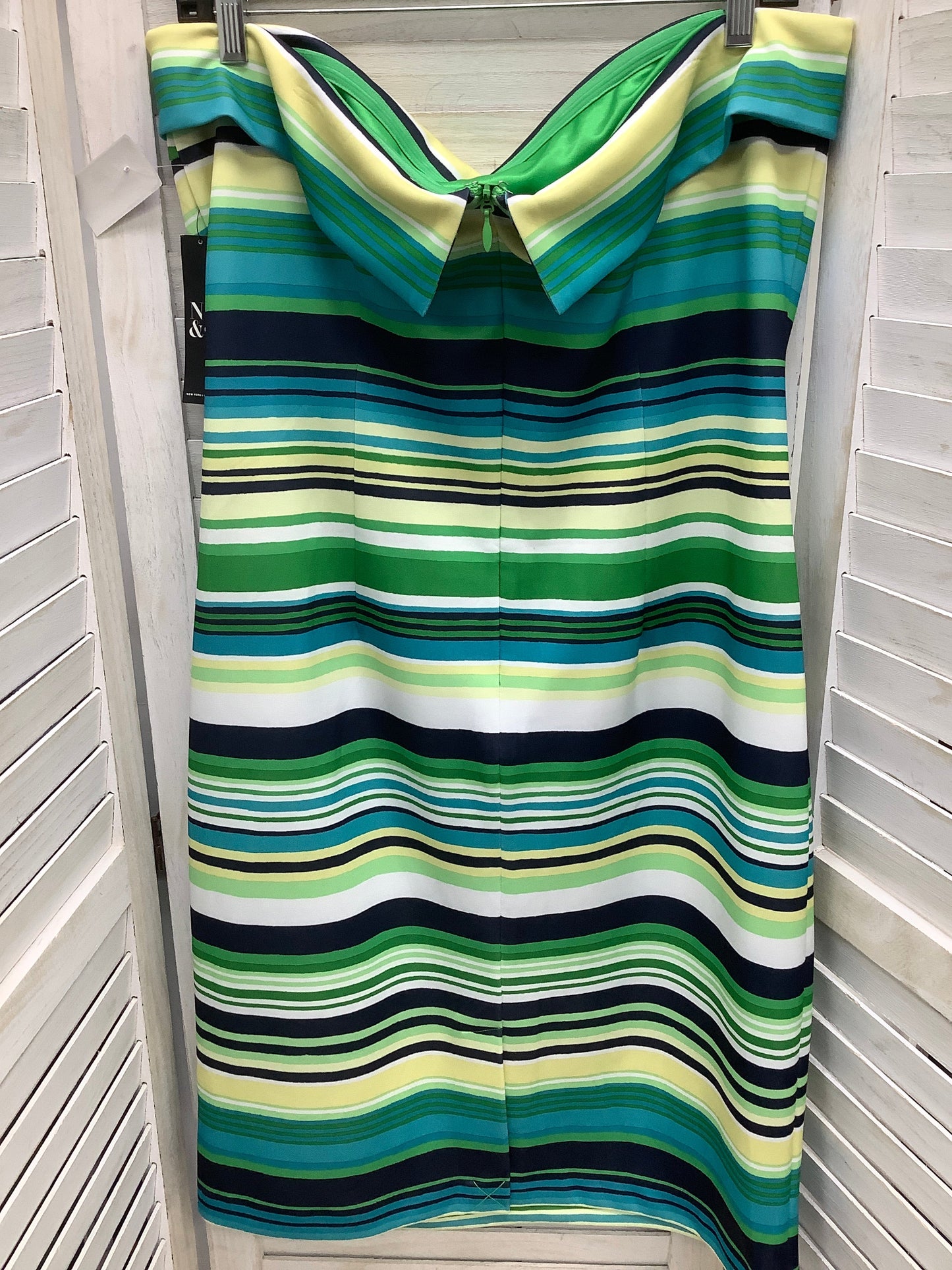 Striped Pattern Dress Casual Midi New York And Co, Size Xl