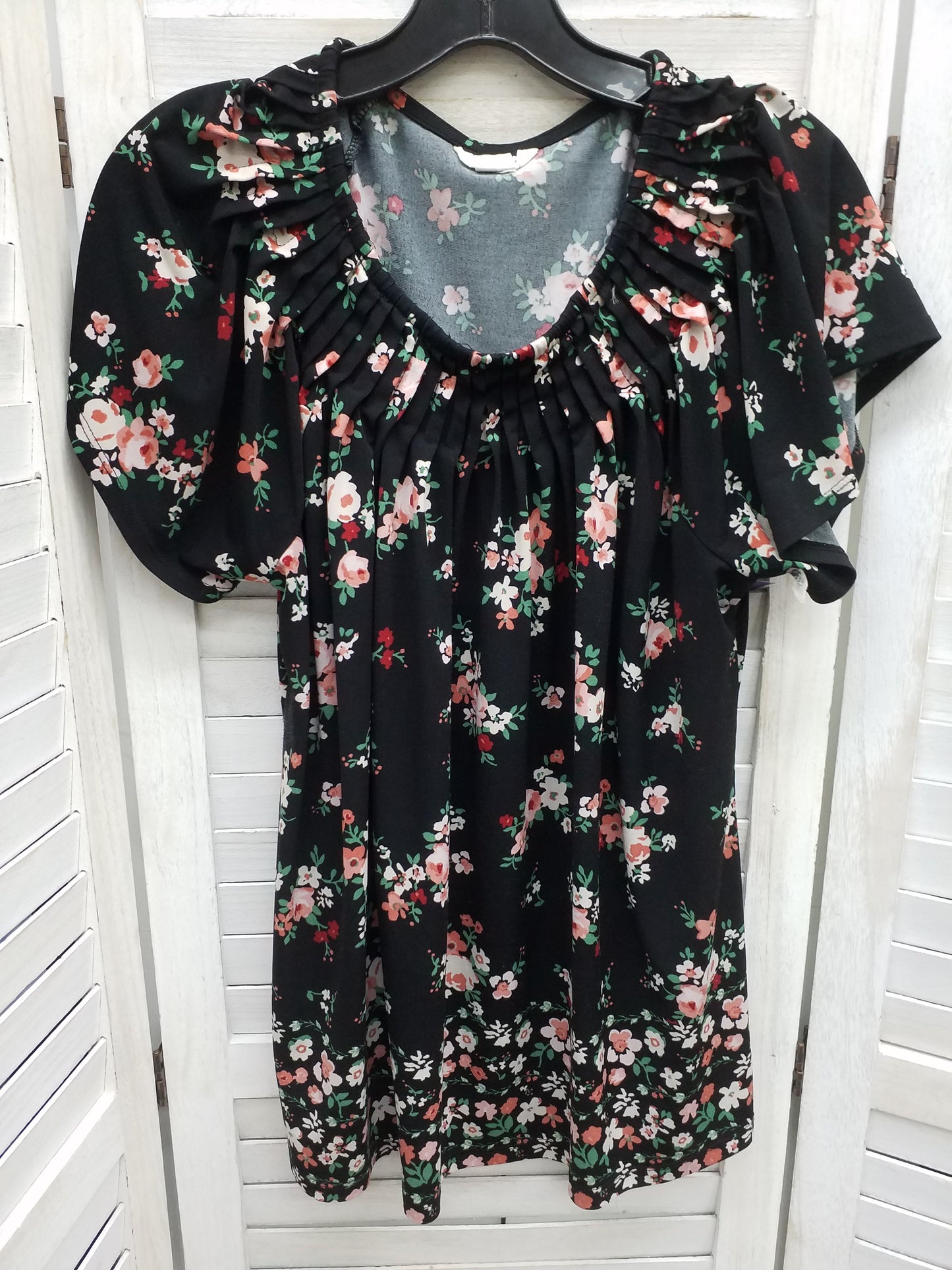 Floral Print Top Short Sleeve Basic Style And Company, Size L