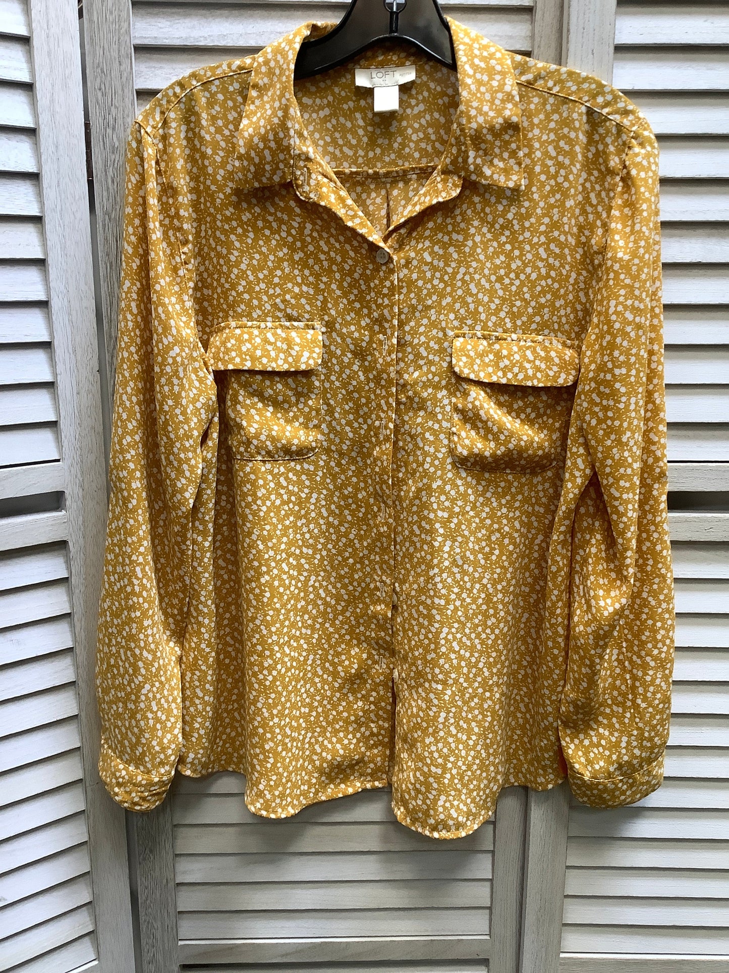 Yellow Top Long Sleeve Loft, Size L