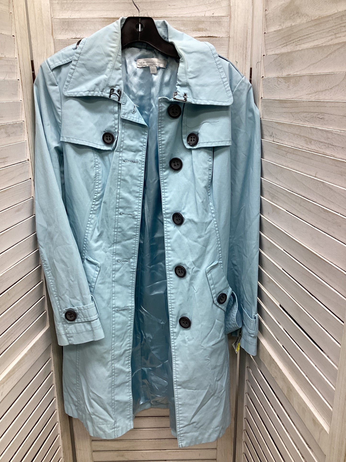 Coat Trench Coat By New York And Co In Blue, Size: M