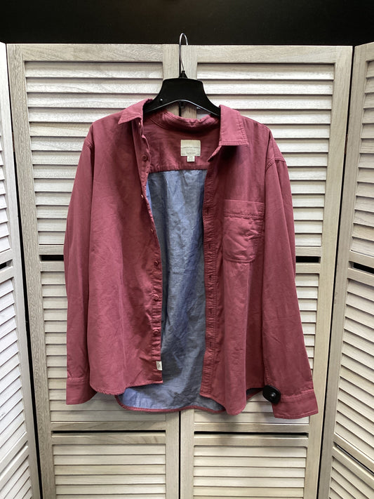 Jacket Shirt By American Eagle In Pink, Size: L