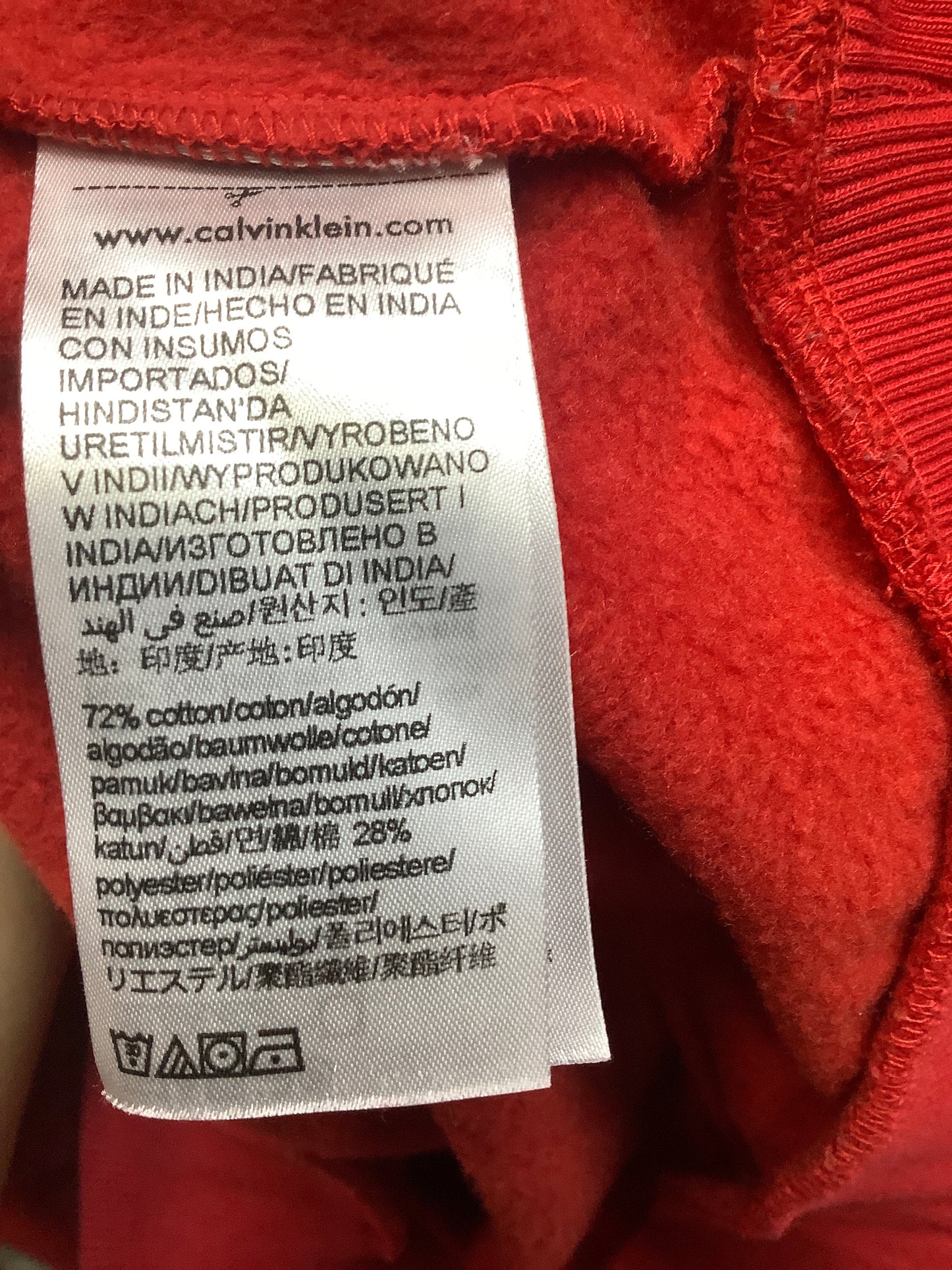 Red Sweatshirt Hoodie Calvin Klein, Size M