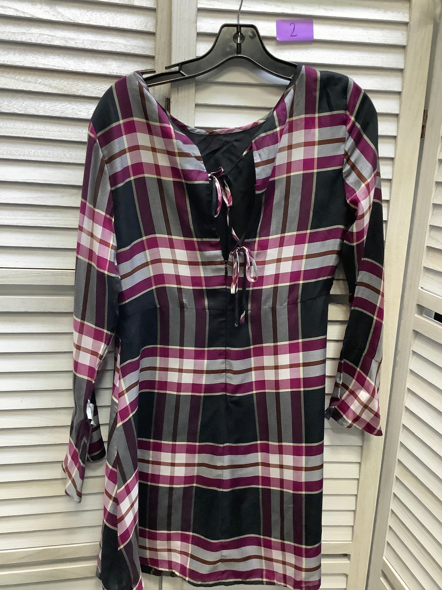 Plaid Pattern Dress Casual Short Loft, Size 2