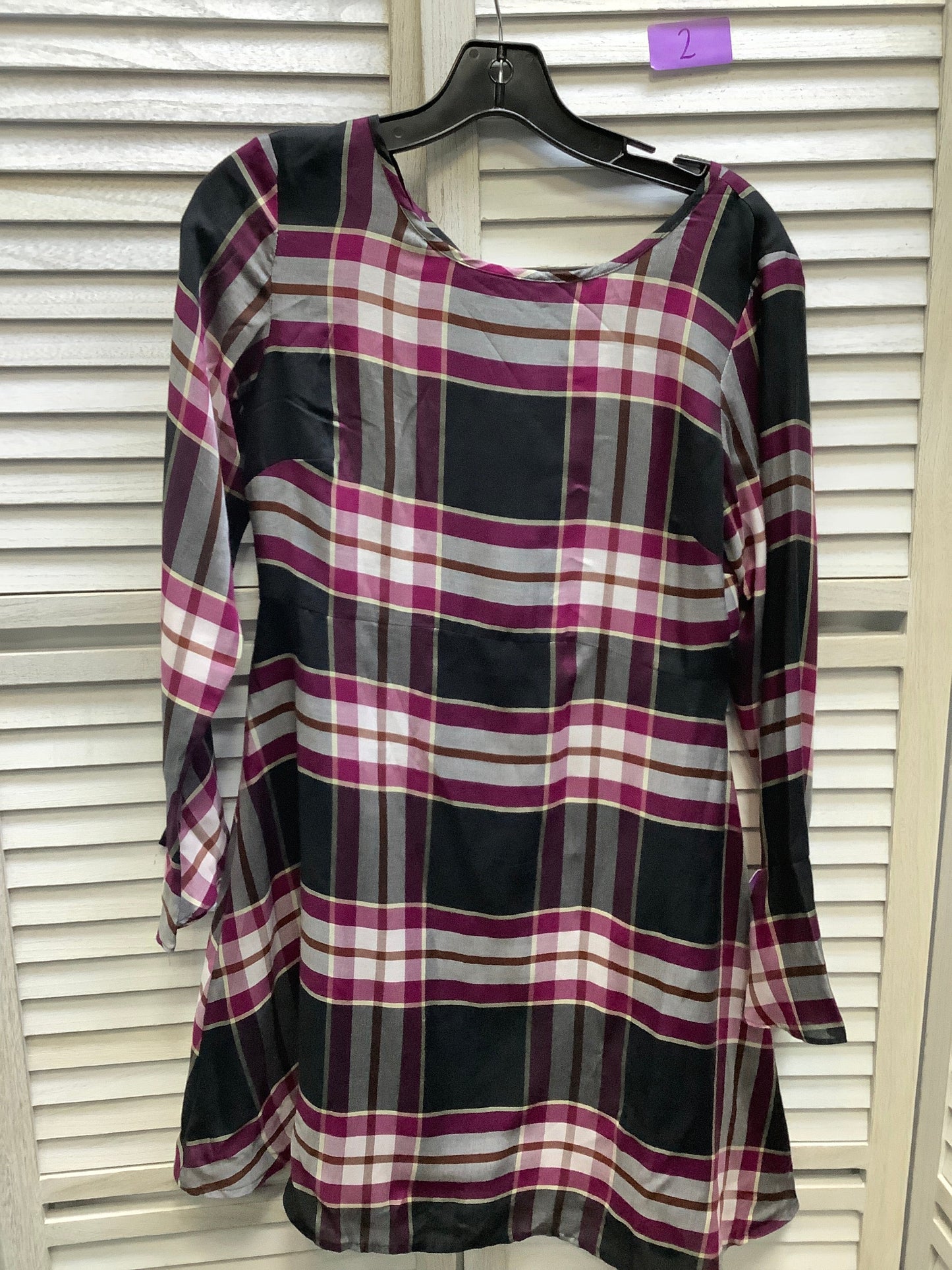 Plaid Pattern Dress Casual Short Loft, Size 2