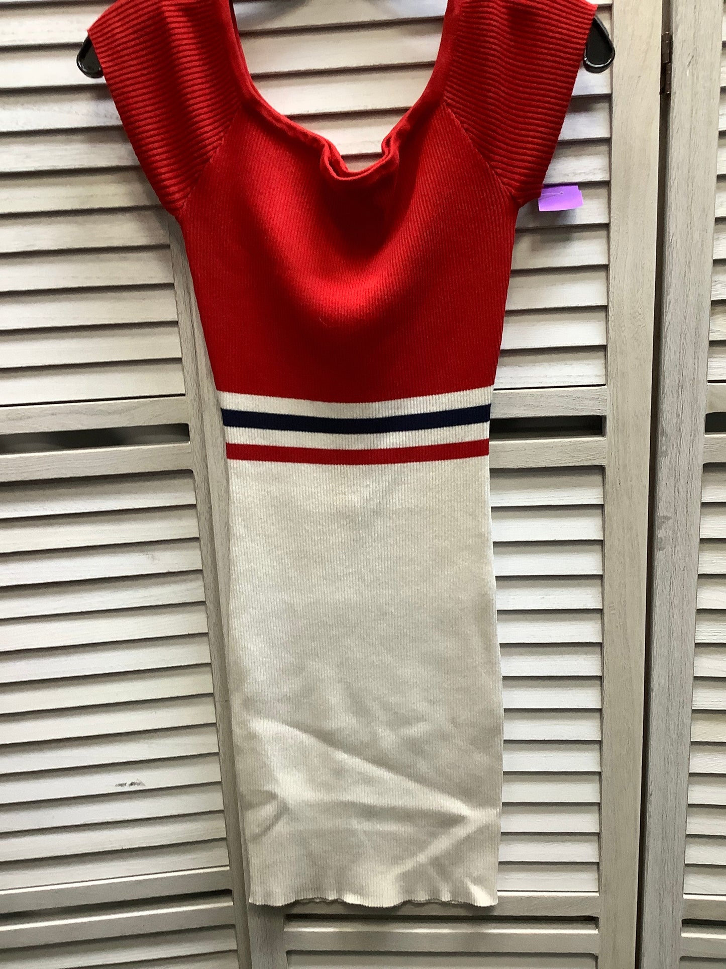 Red & White Dress Casual Midi Venus, Size S