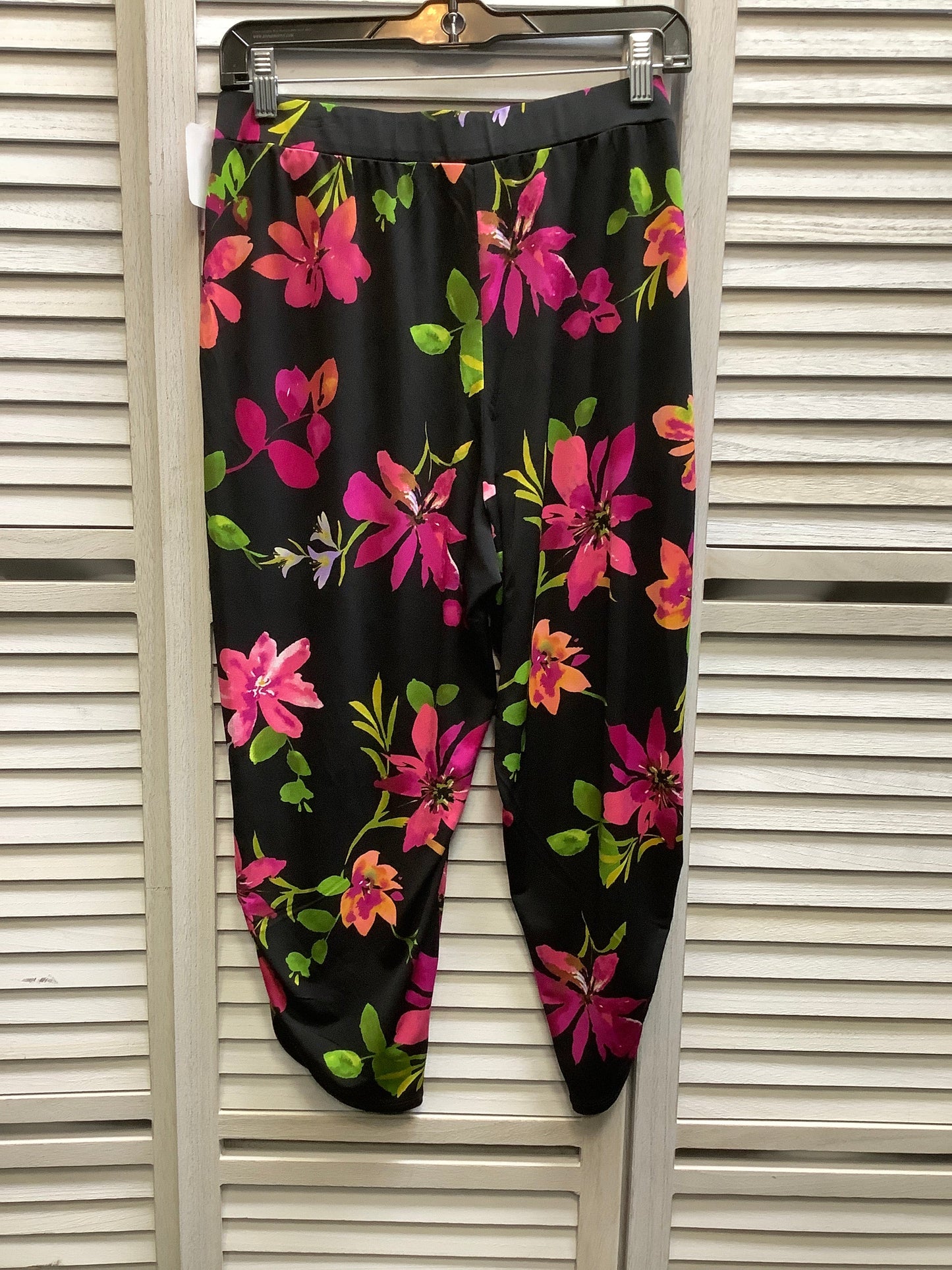 Floral Print Pants Cropped Susan Graver, Size M