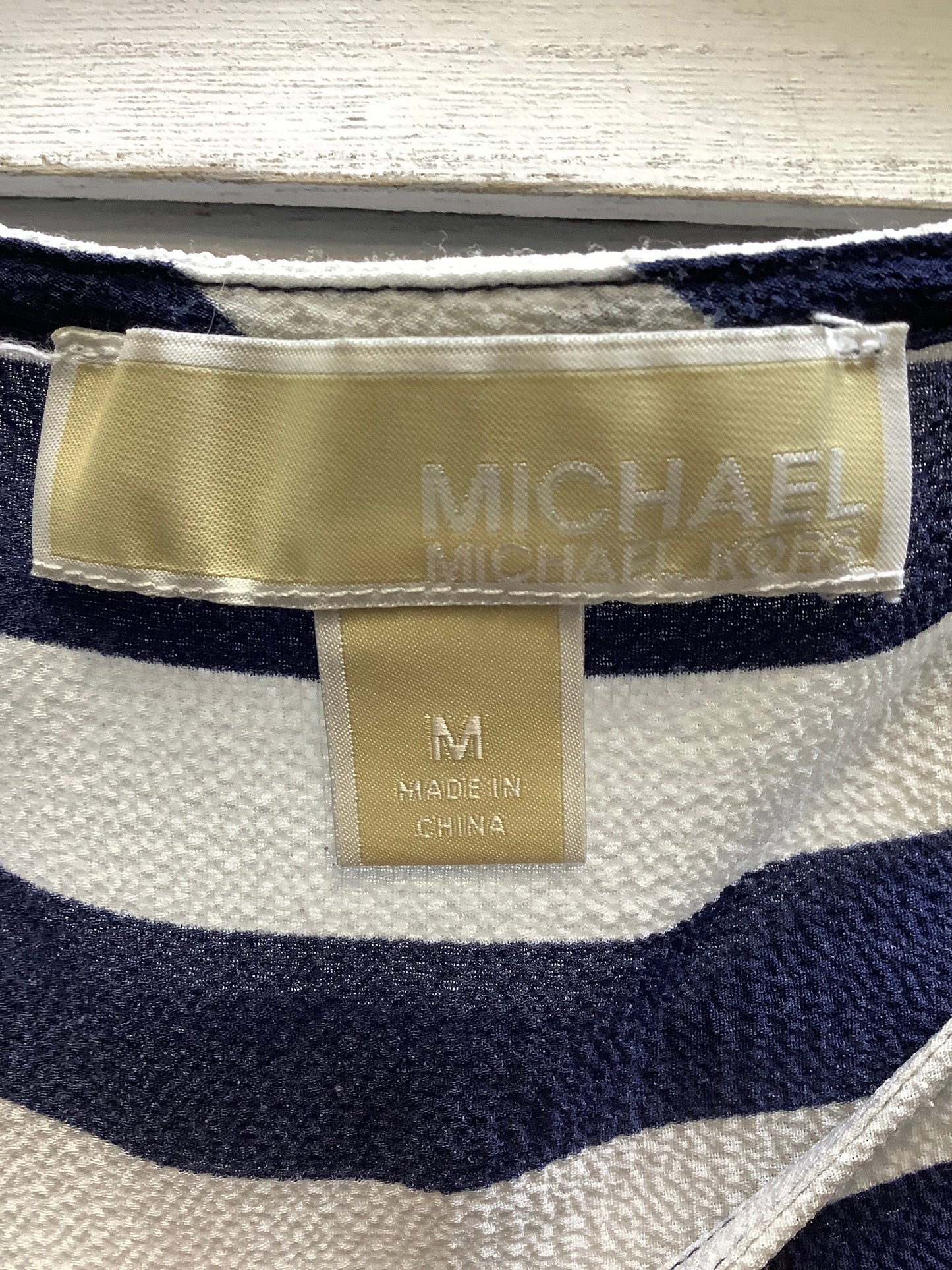 Striped Pattern Top Short Sleeve Michael By Michael Kors, Size M