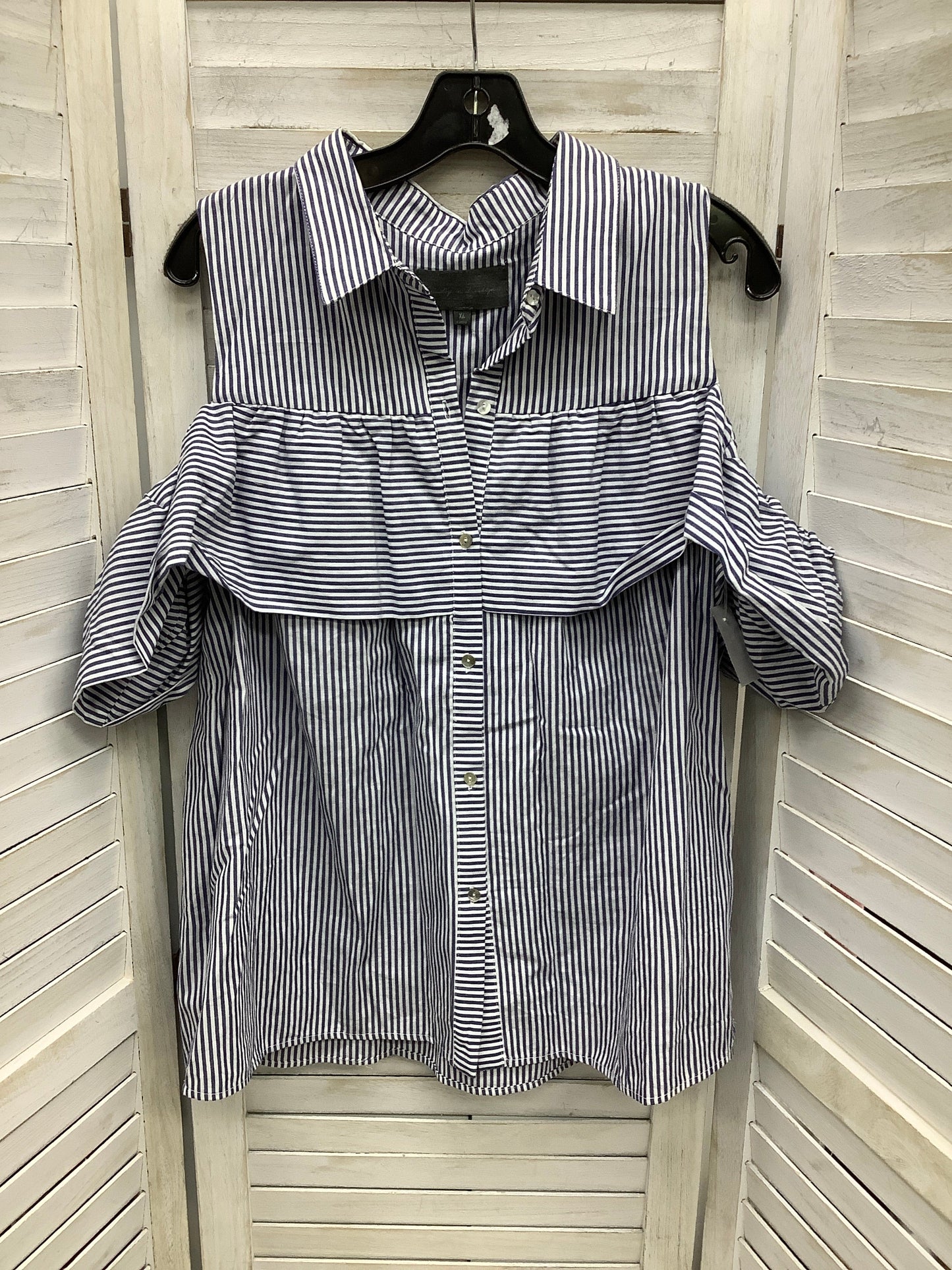 Striped Pattern Top Short Sleeve Sunday In Brooklyn, Size Xl