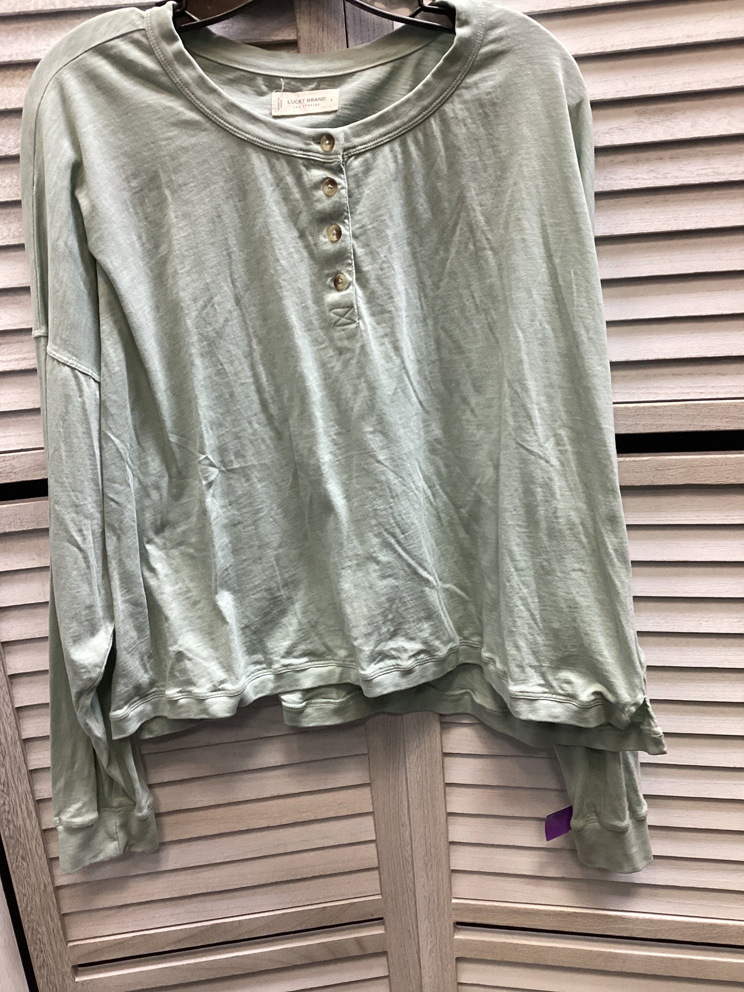 Green Top Long Sleeve Lucky Brand, Size L