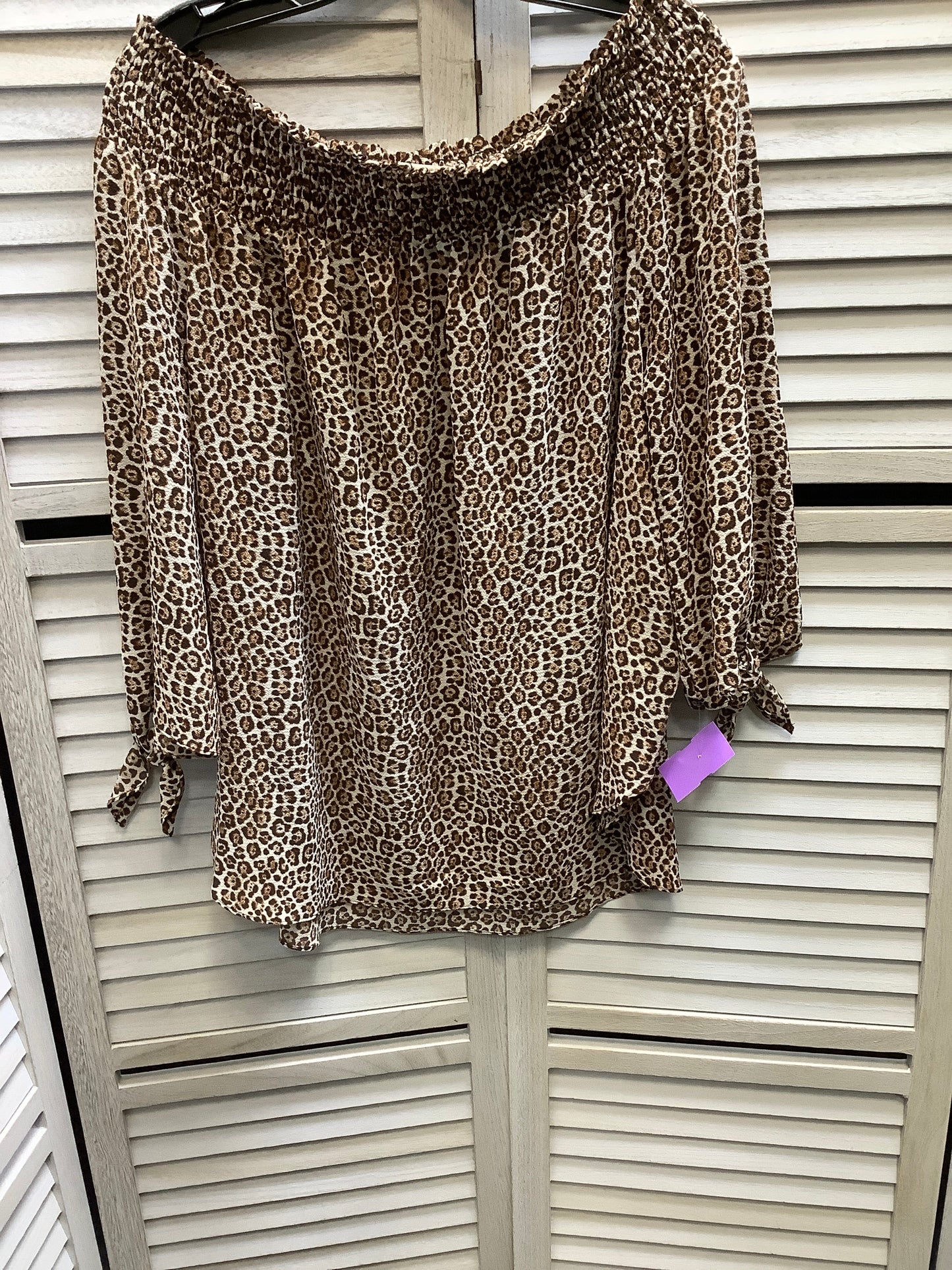 Animal Print Top Long Sleeve Michael By Michael Kors, Size Xl