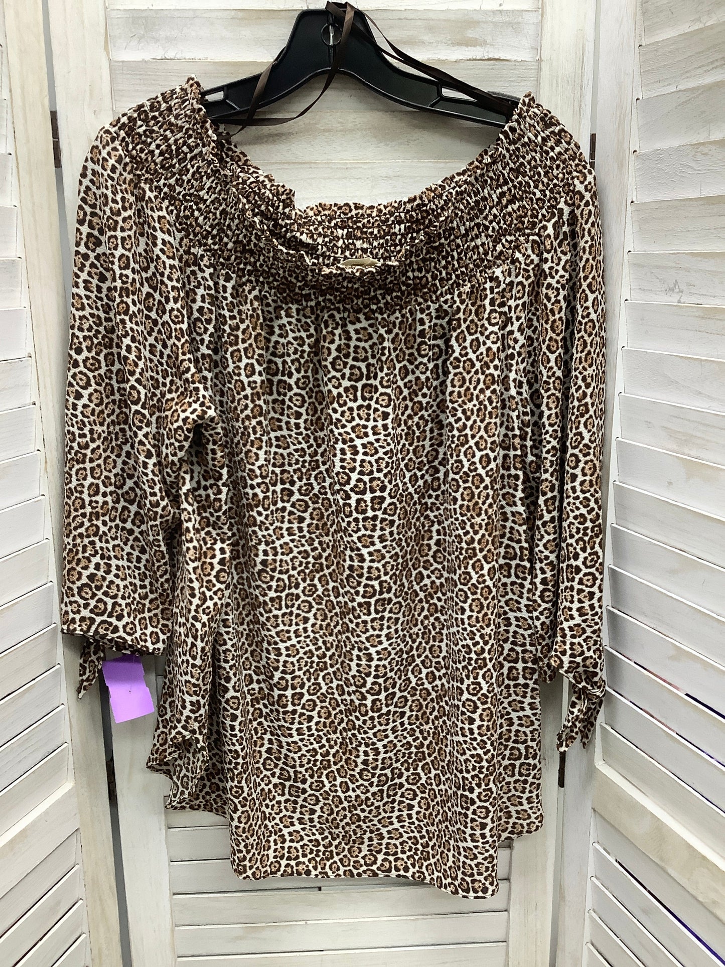 Animal Print Top Long Sleeve Michael By Michael Kors, Size Xl