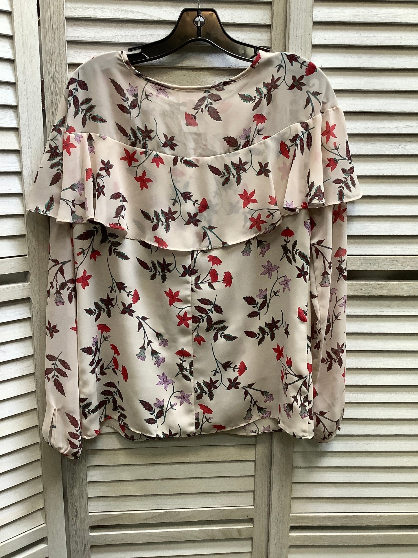 Floral Print Top Long Sleeve Lc Lauren Conrad, Size L