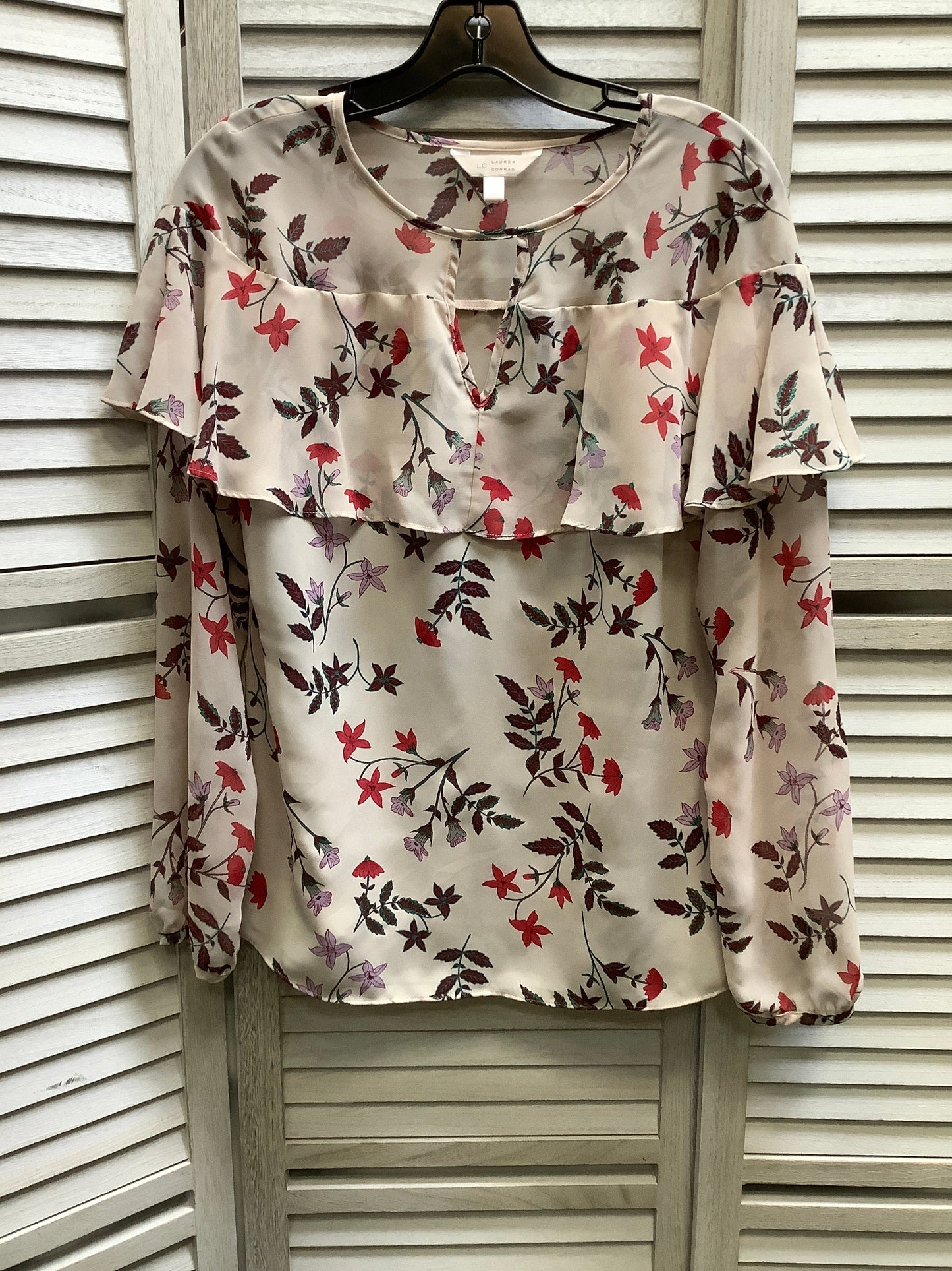 Floral Print Top Long Sleeve Lc Lauren Conrad, Size L