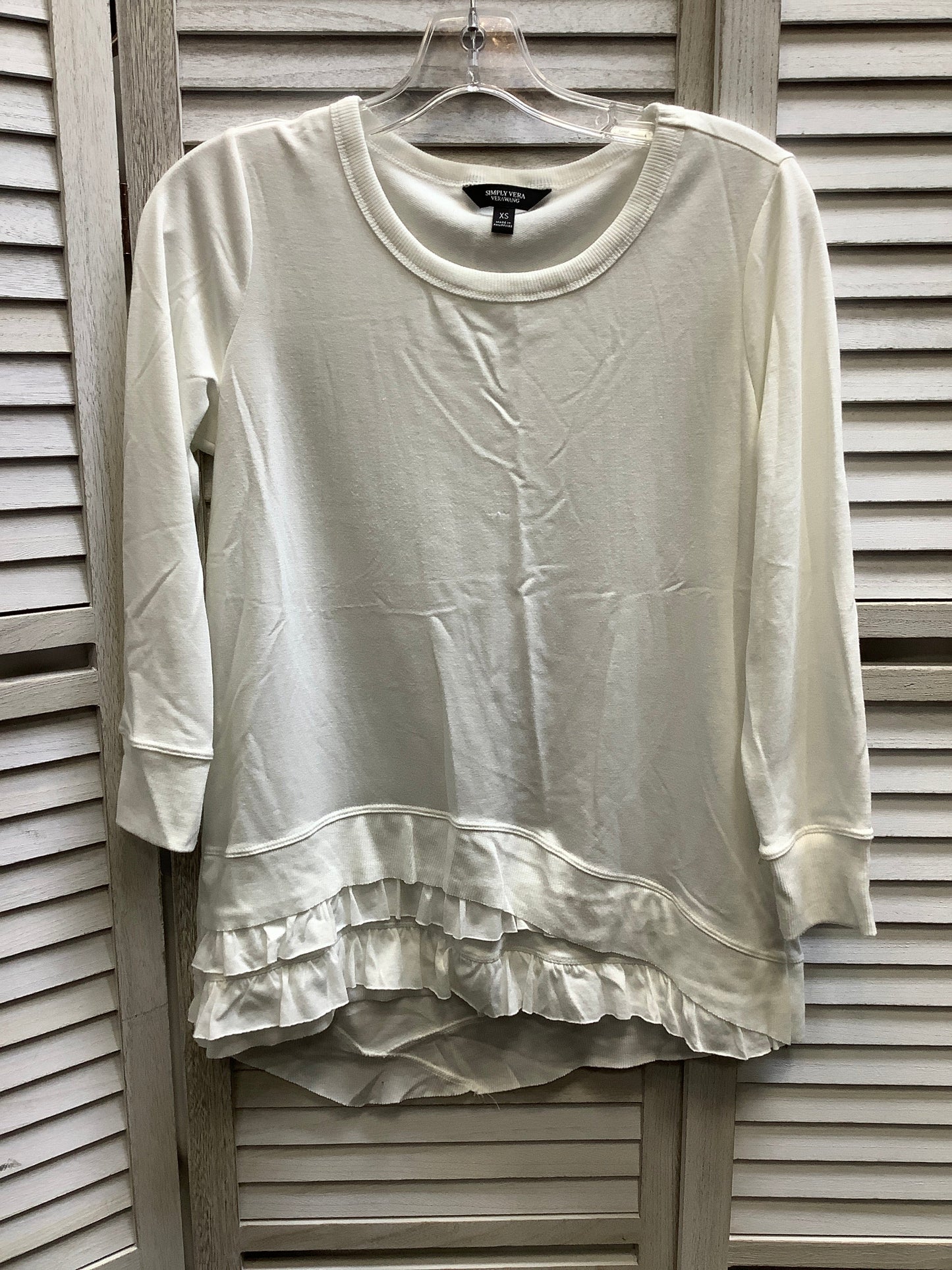 White Top Long Sleeve Simply Vera, Size Xs
