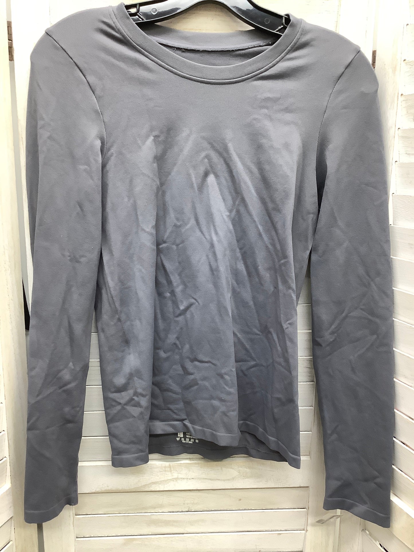 Grey Athletic Top Long Sleeve Collar Clothes Mentor, Size L